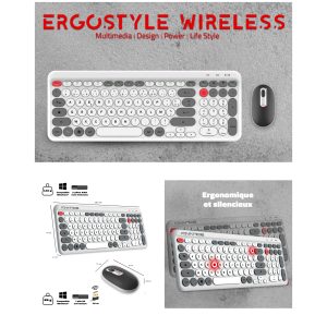 Pack Premium clavier sans fil + souris sans fil optique sans fil Desktop ADVANCE nano récepteur USB