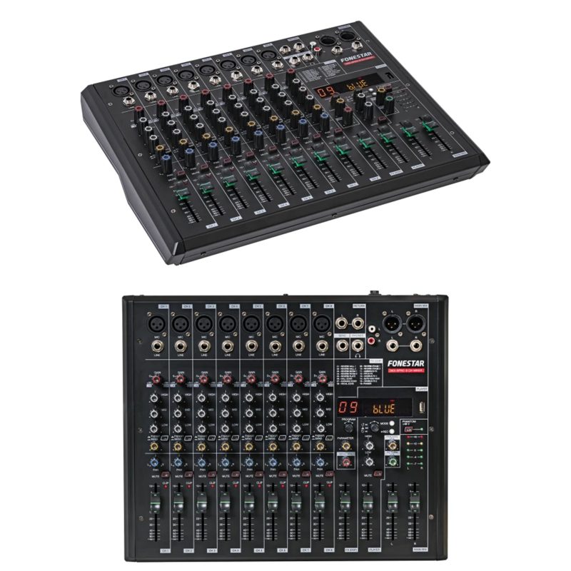 Table de mixage 8 canaux stéréo Bluetooth USB MP3 - Carte son PC - égaliseur 2 bandes, raccordement par prises RCA