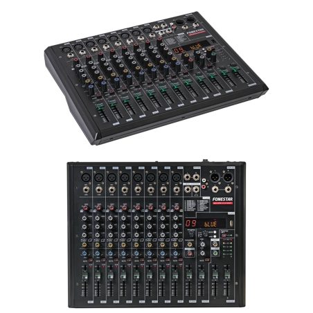 Table de mixage 8 canaux stéréo Bluetooth USB MP3 - Carte son PC - égaliseur 2 bandes, raccordement par prises RCA