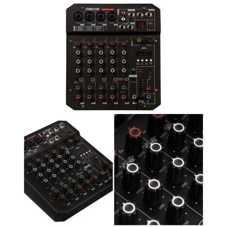 Table de mixage 6 canaux stéréo Bluetooth USB MP3 - Carte son PC - égaliseur 2 bandes, raccordement par prises RCA