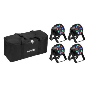 Projecteurs de lumière  X 4 - 12 LEDS 4 en-1 RGBW LED DMX, lumière de scène RGB de 16W Stroboscope DMX