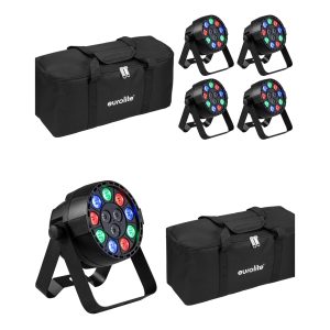 Projecteurs de lumière  X 4 - 12 LEDS 4 en-1 RGBW LED DMX, lumière de scène RGB de 16W Stroboscope DMX