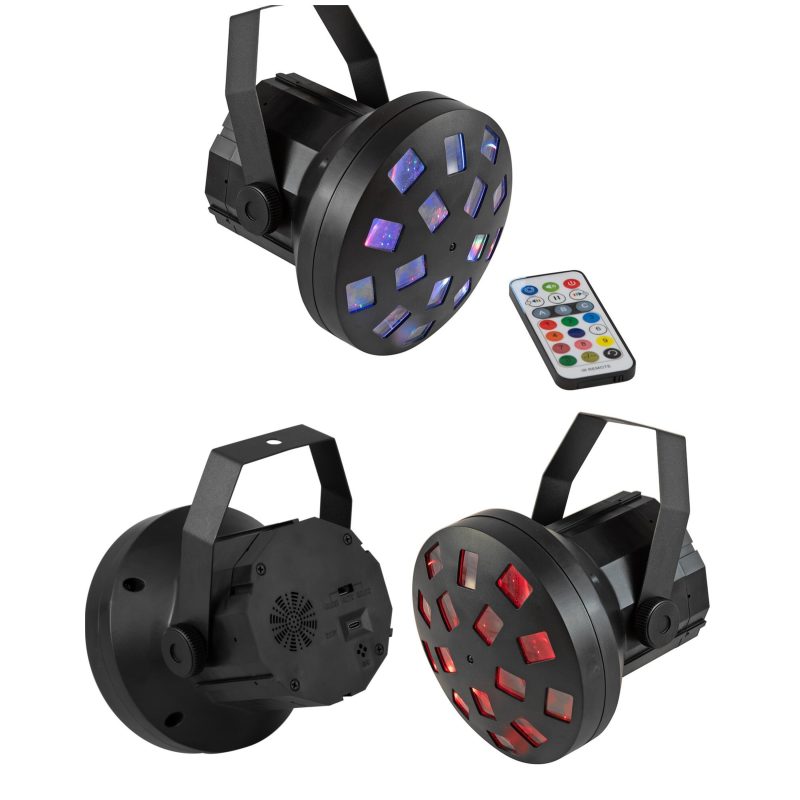 Jeu de lumière DERBY 4 en-1 RGBW 10W LED DMX, lumière de scène RGBW de 10W Stroboscope DMX - Télécommande
