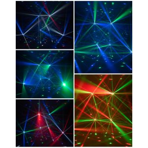 Jeu de lumière DERBY 4 en-1 RGBW 10W LED DMX, lumière de scène RGBW de 10W Stroboscope DMX - Télécommande