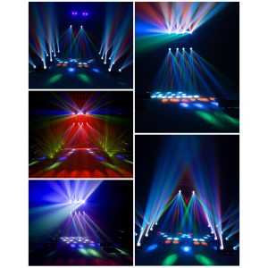 Jeu de lumière 4 en-1 RGBW-UV 30W 154 LED DMX, LASER RG - lumière de scène RGBW-UV de 30W Stroboscope DMX - Télécommande
