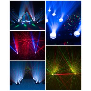 Jeu de lumière 4 en-1 RGBW-UV 30W 154 LED DMX, LASER RG - lumière de scène RGBW-UV de 30W Stroboscope DMX - Télécommande