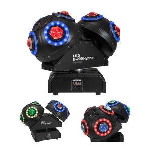 Jeu de lumière DOUBLE BEAM 4 en-1 RGBW 100W 104 LEDS DMX, lumière de scène RGBW de 100W Stroboscope DMX - Hypno rings