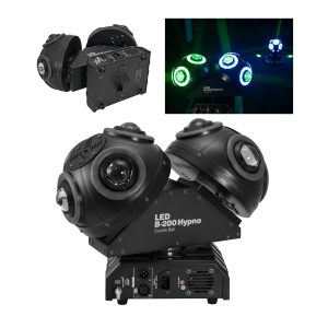 Jeu de lumière DOUBLE BEAM 4 en-1 RGBW 100W 104 LEDS DMX, lumière de scène RGBW de 100W Stroboscope DMX - Hypno rings