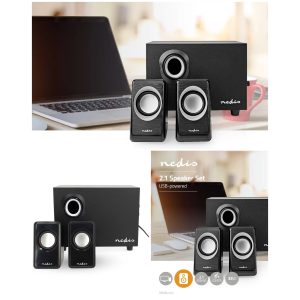 KIT 2.1 Haut-parleur PC 2.1 - 33 W - Entrée de connexions 3,5 mm Alimenté par USB
