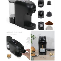 Cafetière Expresso MULTI-CAPSULES 4-en-1 – 20 Bars 1 400 W Ideal pour un cafe serre/long chocolat – Capuccino