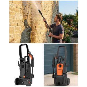 Nettoyeur haute pression 1400W - 110 bars Débit maxi: 420L/h - 5 mètres de flexible haute pression