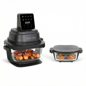 Friteuse sans huile – Air Fryer 4L+1.5L – 1 200W – Multifonctionnelle Marmiton Cuve – 2 Récipients en verre
