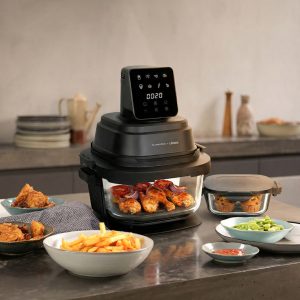 Friteuse sans huile – Air Fryer 4L+1.5L – 1 200W – Multifonctionnelle Marmiton Cuve – 2 Récipients en verre