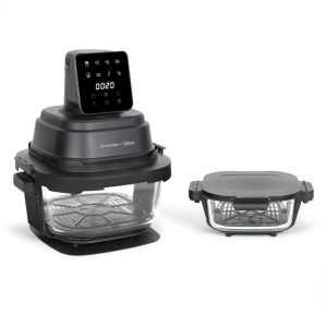 Friteuse sans huile – Air Fryer 4L+1.5L – 1 200W – Multifonctionnelle Marmiton Cuve – 2 Récipients en verre