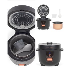 Cuiseur à Riz 1.2L Revêtement antiadhésif 400 W Arrêt automatique noir Bol doseur et cuillère à riz