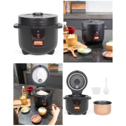 Cuiseur à Riz 1.2L Revêtement antiadhésif 400 W Arrêt automatique noir Bol doseur et cuillère à riz