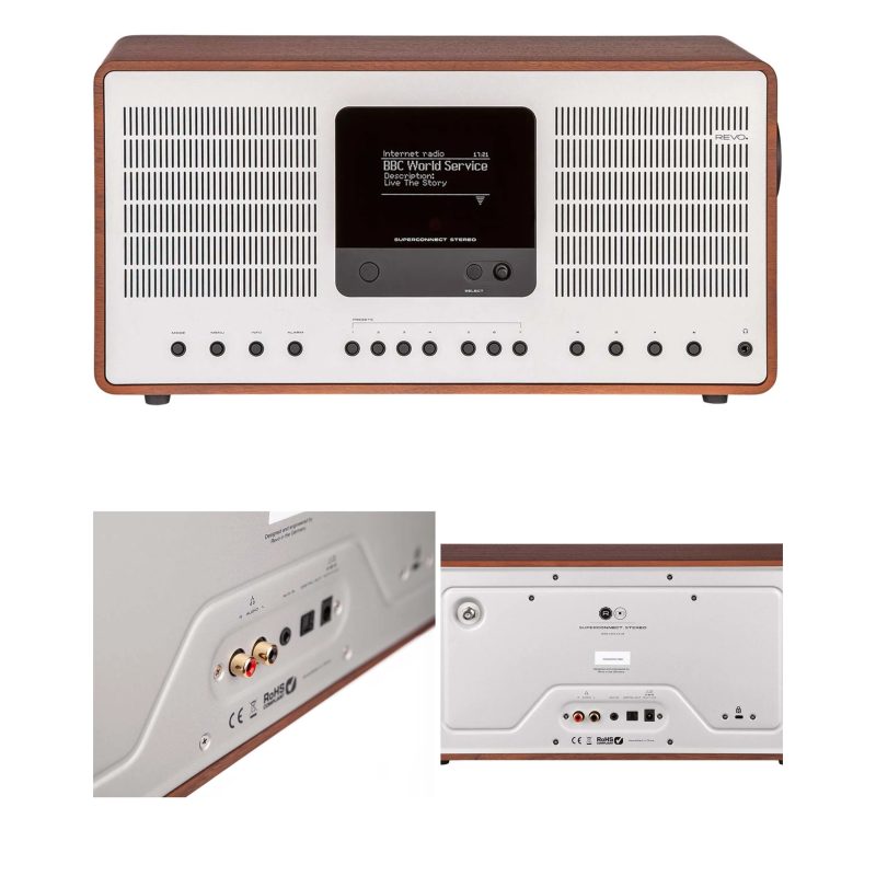 Radio Internet Hybride Stéréo FM/DAB+ – Bluetooth 5.0 – Bois Noyer – Écran Couleur TFT LCD 2,8"