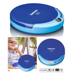 Lecteur CD portable bleu avec fonction de recharge- Ecouteurs