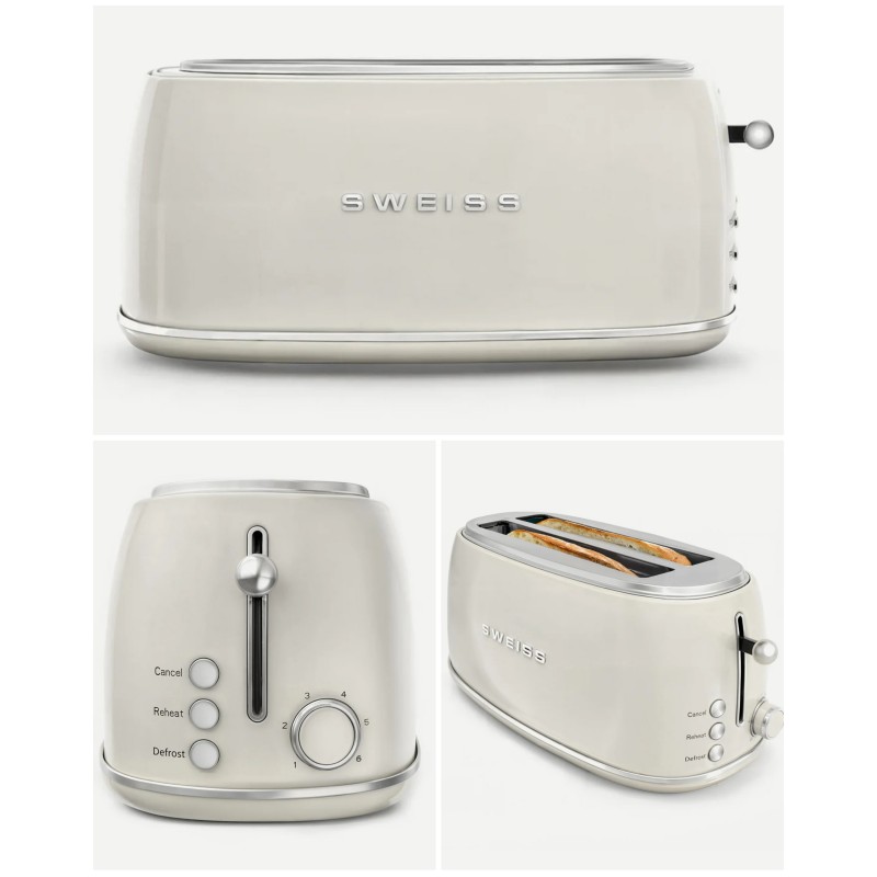 bouilloire rétro vintage sans fil 2 200W 1,8 l beige Inox