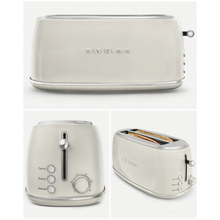 bouilloire rétro vintage sans fil 2 200W 1,8 l beige Inox