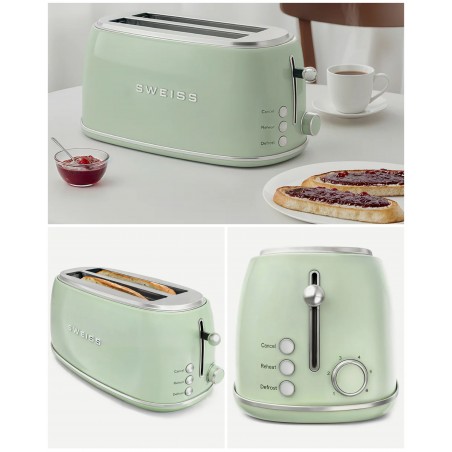 grille-pain vert pastel 2 FENTES Inox – Style SMEG