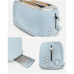 grille-pain Bleu pastel 2 FENTES Inox – Style SMEG