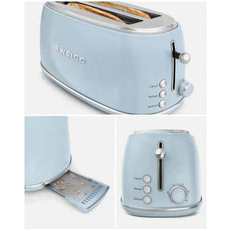 grille-pain Bleu pastel 2 FENTES Inox – Style SMEG