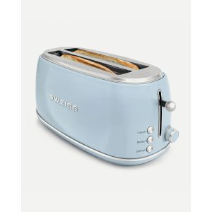 grille-pain Bleu pastel 2 FENTES Inox – Style SMEG