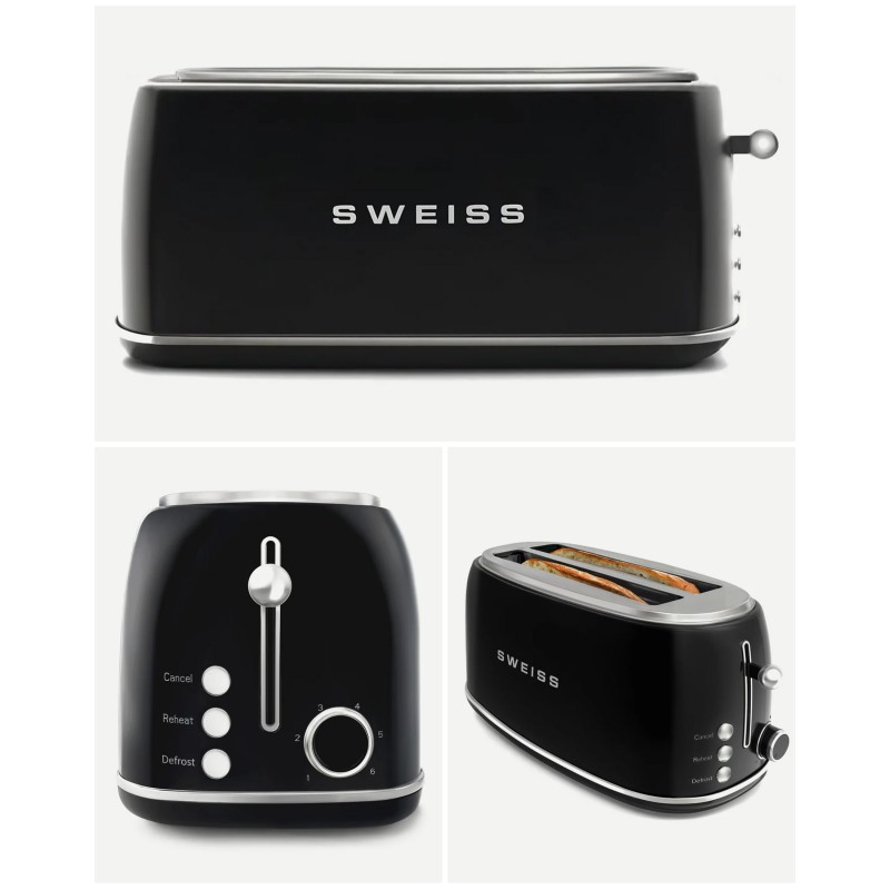 grille-pain INOX  noir 2 fentes Inox – style Smeg