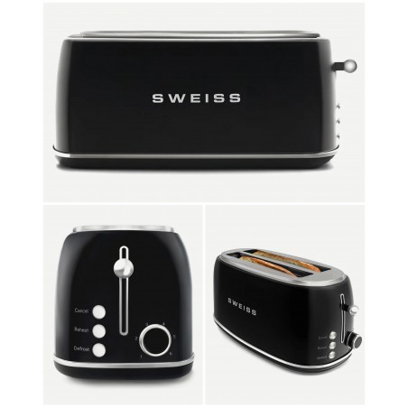 grille-pain INOX  noir 2 fentes Inox – style Smeg