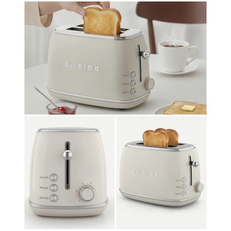 grille-pain INOX beige pastel 2 fentes Inox – style Smeg