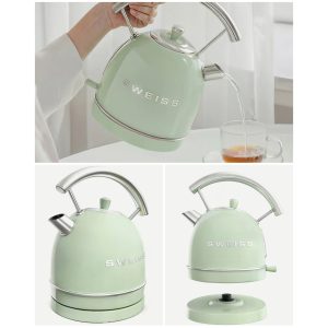 BOUILLOIRE rétro vintage INOX SANS FIL 2200W 1,8 L Vert pastel - Style SMEG