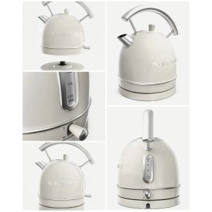 BOUILLOIRE rétro vintage INOX SANS FIL 2200W 1,8 L Beige pastel - Style SMEG