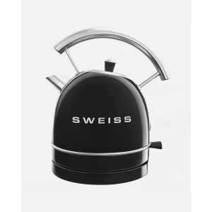 BOUILLOIRE rétro vintage INOX SANS FIL 2200W 1,8 L Noire - Style SMEG
