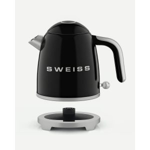 BOUILLOIRE rétro vintage INOX SANS FIL 1000W 1L Noire - Style SMEG