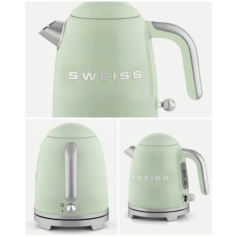 BOUILLOIRE rétro vintage INOX SANS FIL 1000W 1L Vert pastel - Style SMEG