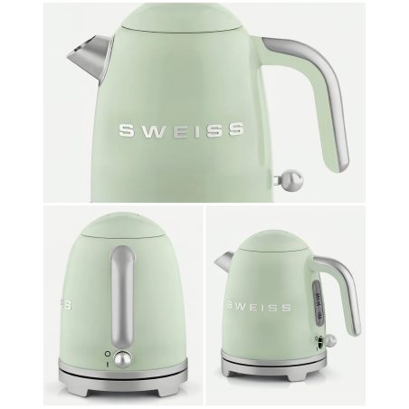 BOUILLOIRE rétro vintage INOX SANS FIL 1000W 1L Vert pastel - Style SMEG