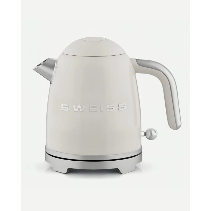 BOUILLOIRE rétro vintage INOX SANS FIL 1000W 1L Beige pastel - Style SMEG