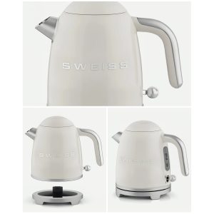 BOUILLOIRE rétro vintage INOX SANS FIL 1000W 1L Beige pastel - Style SMEG