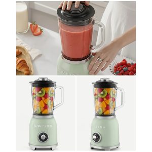 Blender Mixer Vintage Métal Vert pastel – 1000W – Bol 1,5 L – 2 Vitesses – Pieds anti-dérapant - TYPE SMEG