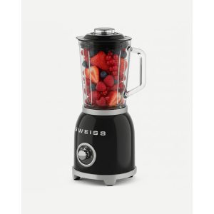 Blender Mixer Vintage Métal Noir – 1000W – Bol 1,5 L – 2 Vitesses – Pieds anti-dérapant - TYPE SMEG