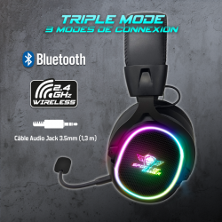 Casque gamer Sans fil Bluetooth RGB XPERT H1200 7.1 Virtual Surround compatible PC Switch2-PS5 – PS4