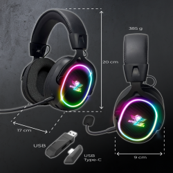 Casque gamer Sans fil Bluetooth RGB XPERT H1200 7.1 Virtual Surround compatible PC Switch2-PS5 – PS4