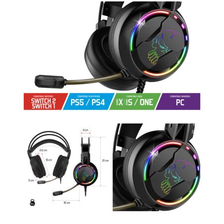 Casque PC Gamer PH7 PS5, PS4, Xbox ONE X/S- Switch 1-2 Son stéréo