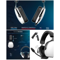 Casque PC Pro gamer – Multiplateforme H1400 – Sans fil RF/Bluetooth – 7.1 Virtual Surround – micro détachable omnidirectionnel