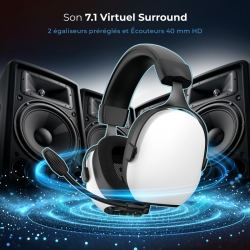 Casque PC Pro gamer – Multiplateforme H1400 – Sans fil RF/Bluetooth – 7.1 Virtual Surround – micro détachable omnidirectionnel
