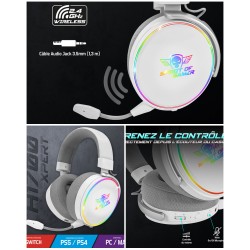 Casque PC Pro SANS FIL 2.4 GHz Bluetooth ou filaire pour Xbox One X, S – PC / MAC - SWITCH Stéréo Edition Spirit