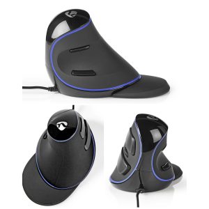 Souris ergonomique filaire - capteur optique 1600 dpi - 6 boutons - USB