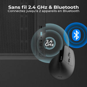 Souris ergonomique sans fil - capteur optique 3200 dpi - 6 boutons - USB