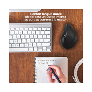 Souris ergonomique sans fil - capteur optique 2400 dpi - 6 boutons - USB